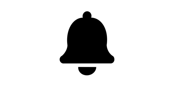 Black notification bell icon for user interface alerts and web updates.