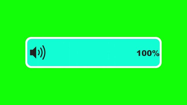 Modern Blue Volume Control Bar Animation on Green Screen - Audio Level Progress Indicator UI Element 50% to 100% Overlay