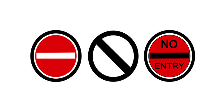Red and black no entry signs in circle shapes for road safety rules.