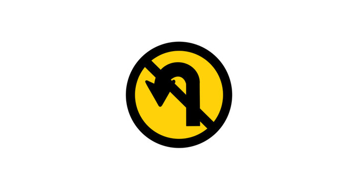 No u turn traffic sign icon for urban road and transport safety graphics.