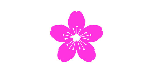 Fototapeta premium Pink cherry blossom flower icon for spring designs and decorations.