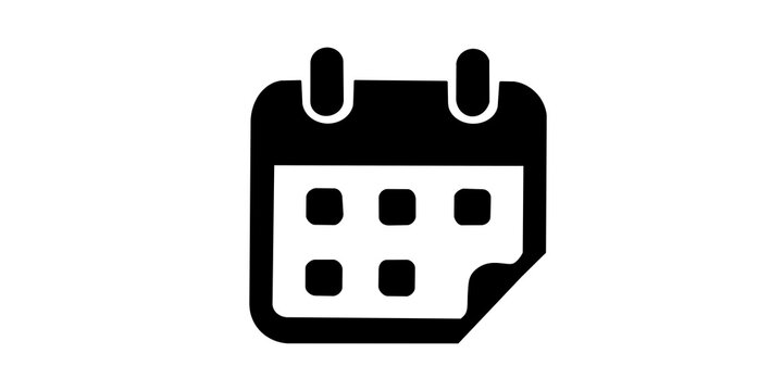 Calendar vector grid icon in flat black style for schedule planning.