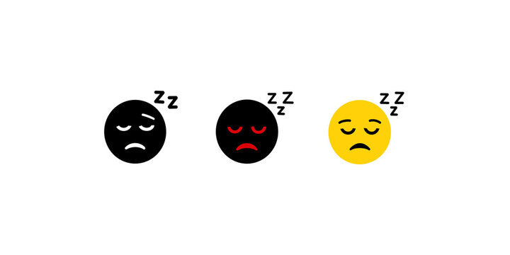 Sleepy face emojis in black and yellow color schemes with zzz signs.