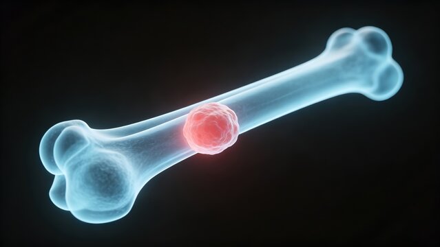 Bone Cancer: Malignant Tumor Lesion of Human Bone Tissue, 3D Medical Anatomical Illustration of Skeletal System Organ