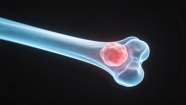 Bone Cancer: Malignant Tumor Lesion of Human Bone Tissue, 3D Medical Anatomical Illustration of Skeletal System Organ