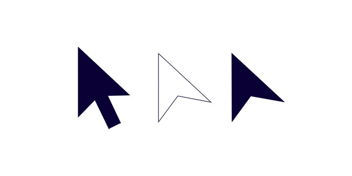Set of dark blue computer mouse cursor pointers, vector illustration.