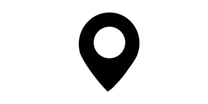 Black map location pointer pin for navigation and store address locator.