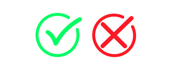 Green check mark and red cross icons inside circles for validation. © Naqeeb