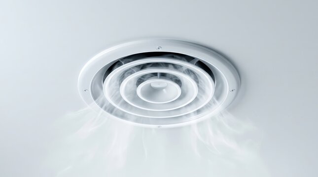 Air conditioning vent installed on a white ceiling providing ventilation.