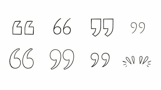 Hand Drawn Quotation Marks Outline Set