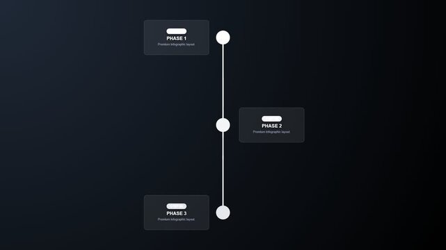 3 Steps Vertical Timeline Infographic Animation Minimal Monochrome White Step by Step Process Flow