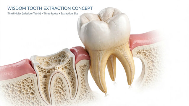 Wisdom Tooth Extraction Concept Third Molar Anatomy And Jaw Bone