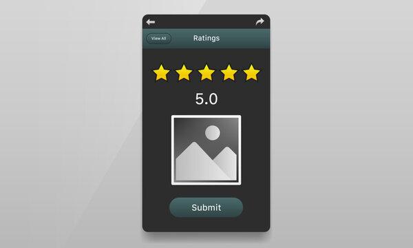 Dark theme mobile star rating and feedback user interface design template