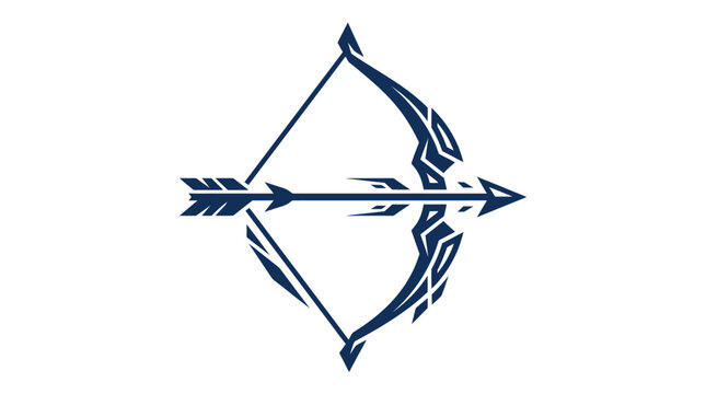Stylized tribal archer bow and arrow icon vector illustration.