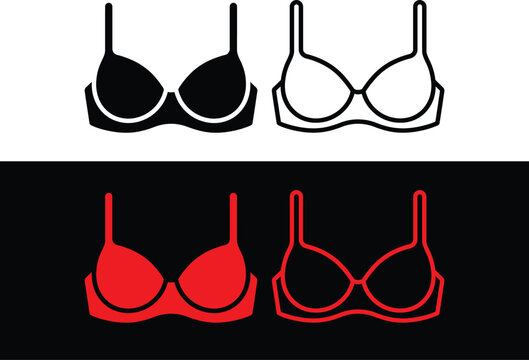 Women bra and lingerie underwear icon set, push up brassiere, female breast support and lady intimate apparel vector icons