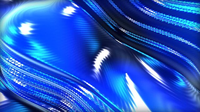 Dynamic blue abstract background with liquid waves and glowing metallic texture for digital design