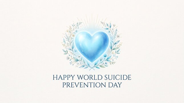 Happy World Suicide Prevention Day Blue Heart Poster &ndash; Hope, Support and Mental Health Awareness Template