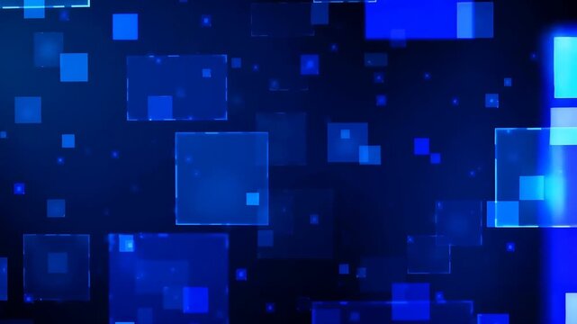 Geometric Square Pattern Shapes Background for Blue Technology Web Banner and Transparent Digital Design