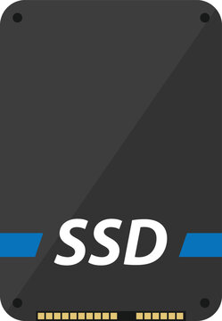 Solid state drive, modern storage device for computer hardware, digital data storage technology, flat of an ssd drive
