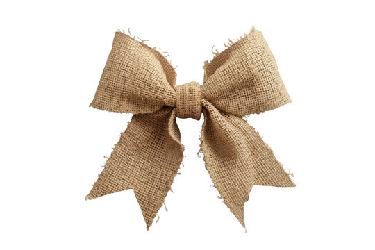 Rustic burlap ribbon bow with frayed edges
