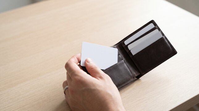 財布を開いて残ったカードを確認する人物と家計管理