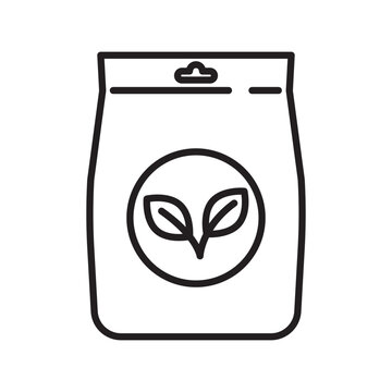 Seed packet bag gardening fertilizer black vector line icon