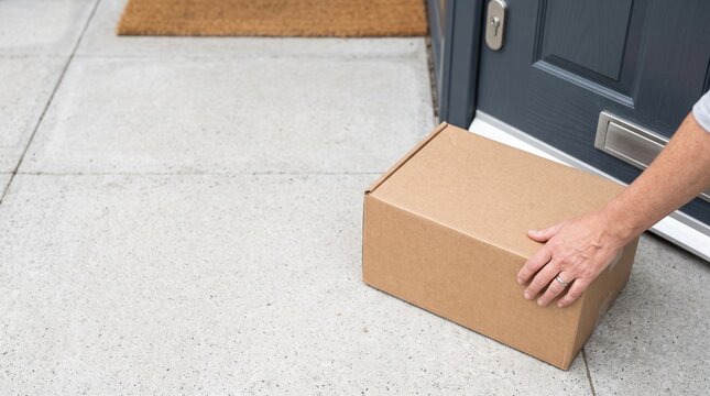 玄関先に届いた通販の段ボール荷物