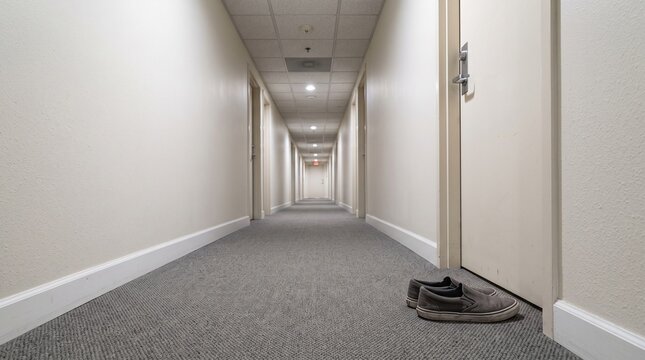 共用廊下に置かれた靴とマンションの生活マナー