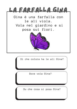Lettura e comprensione del testo scheda per la scuola primaria la farfalla