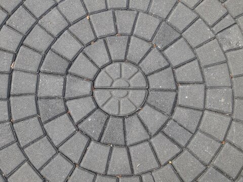 Circular Pattern Of Gray Pavement Stones