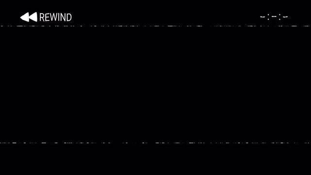 Retro vhs rewind icon on transparent background, editing video overlay. 4K footage