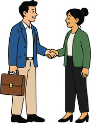 Fototapeta premium Business People Shaking Hands Workplace Illustration
