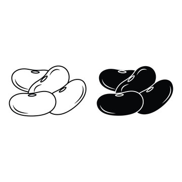 Bean icon set showing kidney beans on a white background