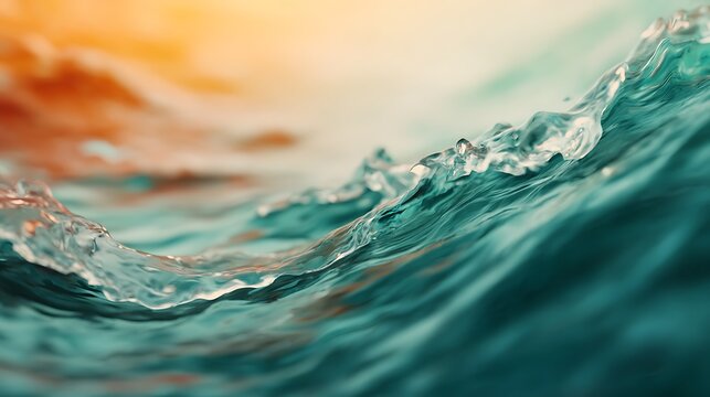 Close-up of dynamic ocean waves with sunlight reflecting off the water, capturing motion and fluidity in a serene seascape.
