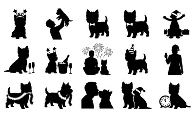 Obraz premium Westie dog silhouette collection for holiday and new year celebration