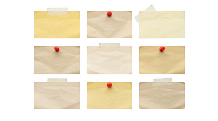 Assorted beige and cream sticky note collection isolated on transparent background for professional office organization © Kolpona