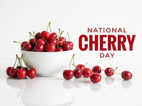 Fresh cherries for National Cherry Day dessert , Harvest picking season, Fresh healthy fruits.