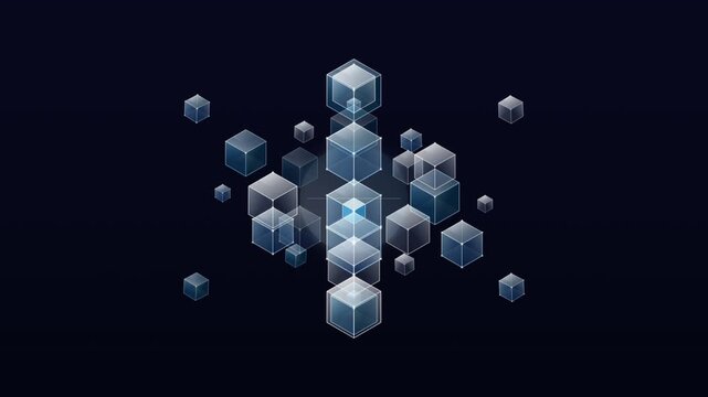 Abstract Isometric Pixel Cubes Floating in Space Background Loop.