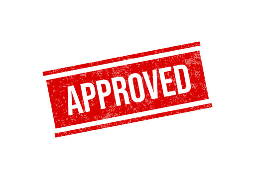 Red approved stamp on white background isolated on transparent background