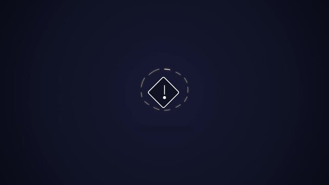 Dark navy background showing diamond exclamation mark within dotted circle