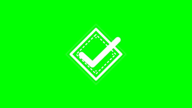 bright green background with white checkmark animation