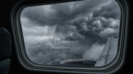 Fototapeta premium Dramatic Storm Clouds from Airplane Window.