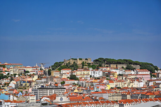 Castelo de Sao Jorge and Lisbon City Skyline Portugal
