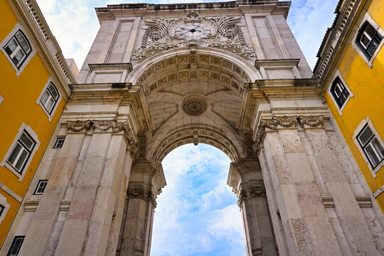 Rua Augusta Arch and Praca do Comercio in Lisbon Portugal