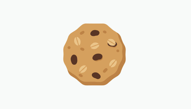 Delicious oatmeal chocolate chip cookie with textured grains and chocolate chunks on a soft gray background.