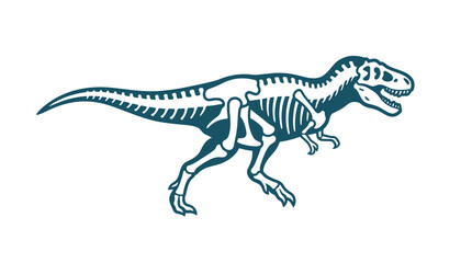 Fototapeta premium Tyrannosaurus rex skeleton vector illustration isolated on a clean white background.