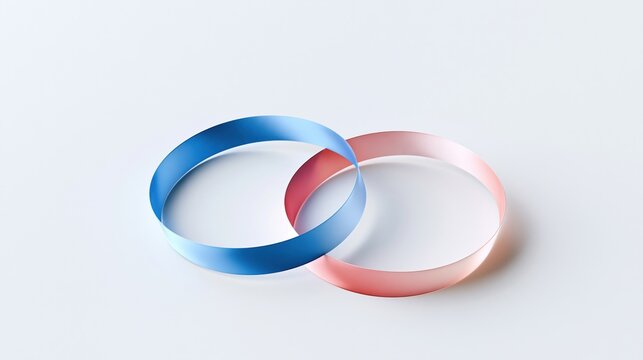Two intertwined loops made of colorful satin fabric signify a beautiful union and partnership representing a symbolic connection between different entities through gentle intertwining of vibrant