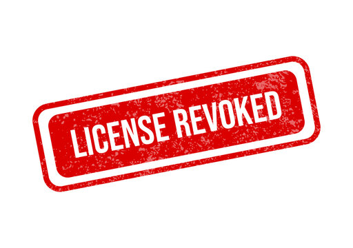 Red license revoked stamp on white background isolated on transparent background