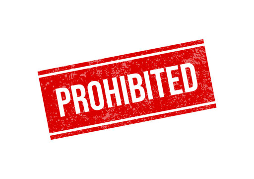 Red prohibited stamp on white background isolated on transparent background