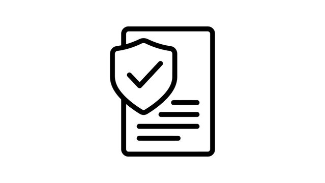 Insurance policy icon with shield and document for legal protection.